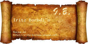 Iritz Borbás névjegykártya